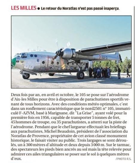L'avion NORATLAS c'est posé sur l'aérodrome d'Aix-les-Milles