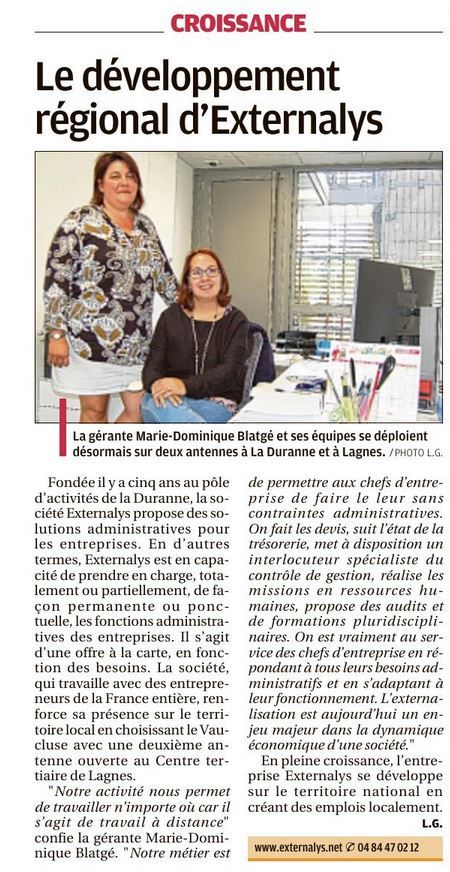 LE DEVELOPPEMENT REGIONAL D'EXTERNALYS