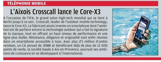 L'Aixois Crosscall lance le Core-X3