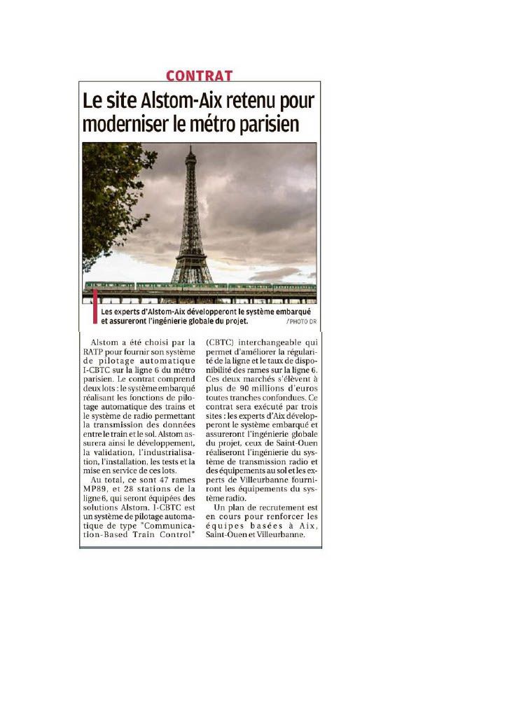 Alstom retenue pour moderniser le métro Parisien